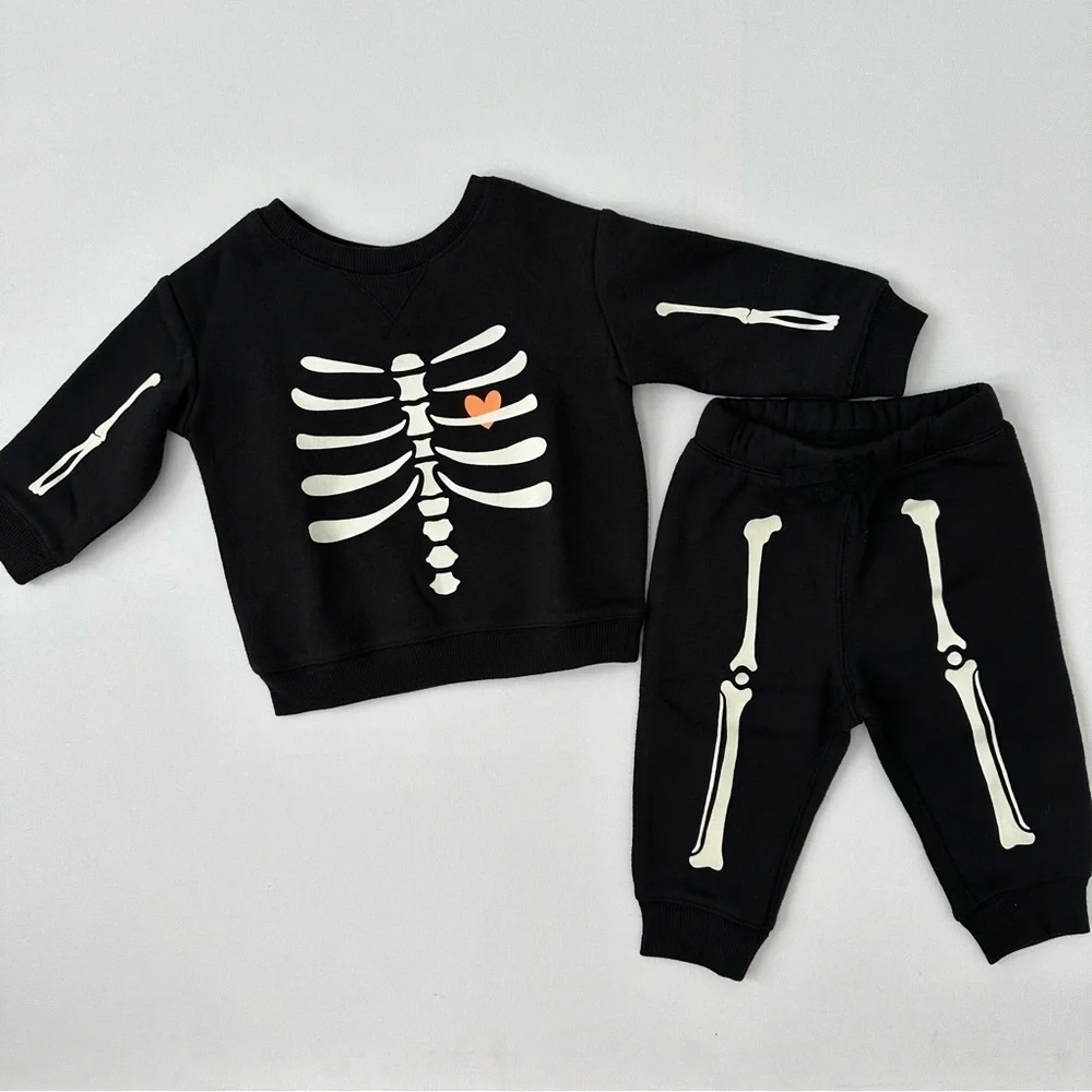 Jumping Beans Halloween Skeleton Sweatsuit Size 6 Months